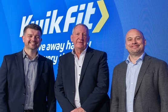 dan joyce new retail operations director paul boulton outgoing retail operations director and mark slade managing director at the 2024 kwik fit conference w555 h555