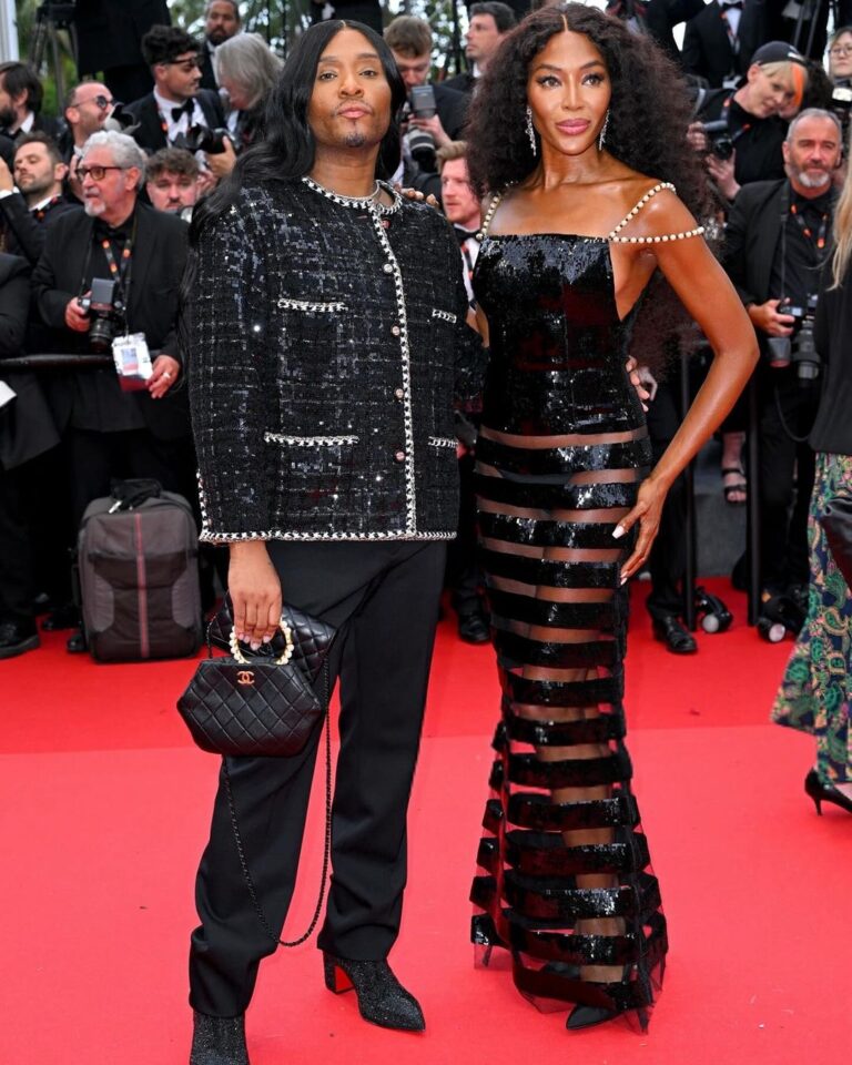2 Naomi Campbell and Law Roach Attend The Cannes Film Festival in Chanel Couture Black Looks