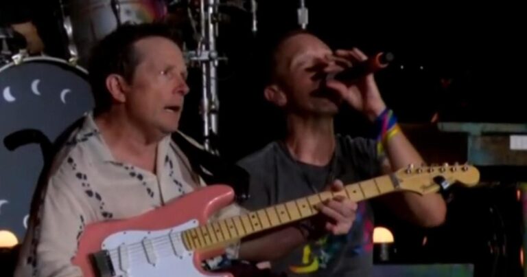 cbsn fusion michael j fox makes surprise appearance at coldplay performance thumbnail