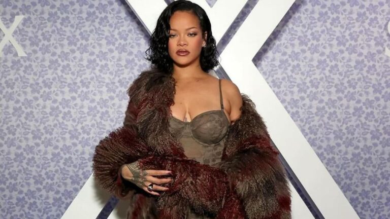 Rihanna Celebrated the Launch of SavageXFenty at Nordstrom in a Fendi Patch Work Mongolian Fur Coat with a 139 Savagexfenty Diesel Camo Lace Slip Feat Image