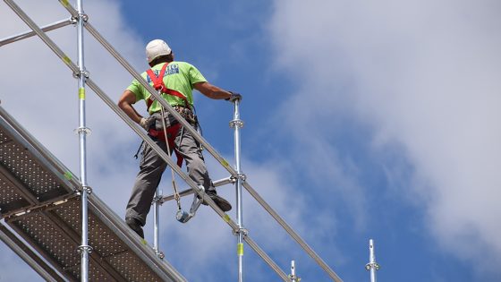 health safety worker on scaffolding