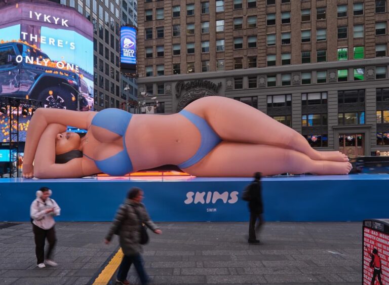 Kim Kardashian Promotes Skims Swim with a Blue Bikini Clad Blow Up Doll in Times Square IMG 5224 1.j